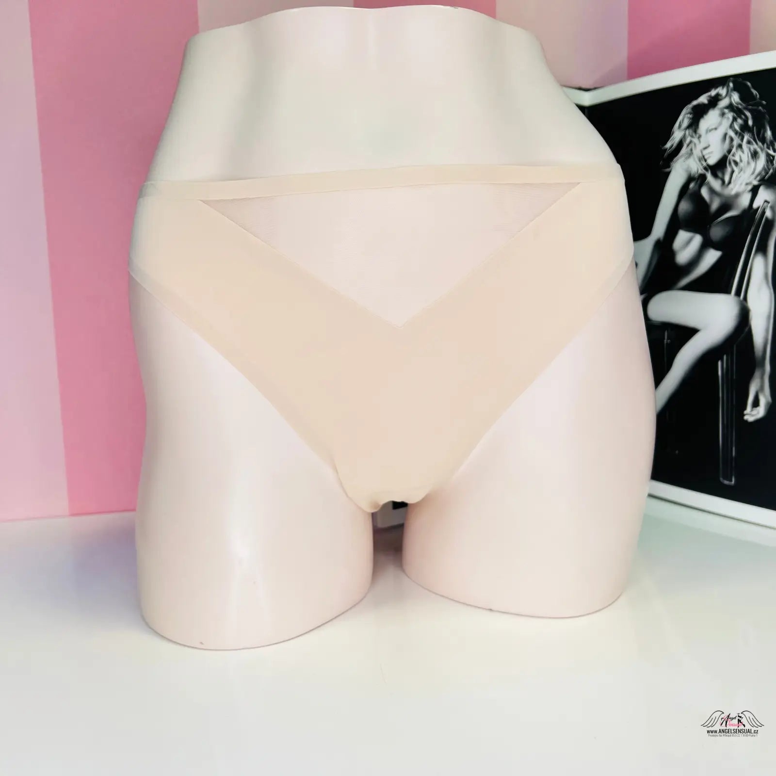 Mannequin torso s hebkými brazilkami Victoria’s Secret Brazilky s vysokým pasem zlatou ozdobou