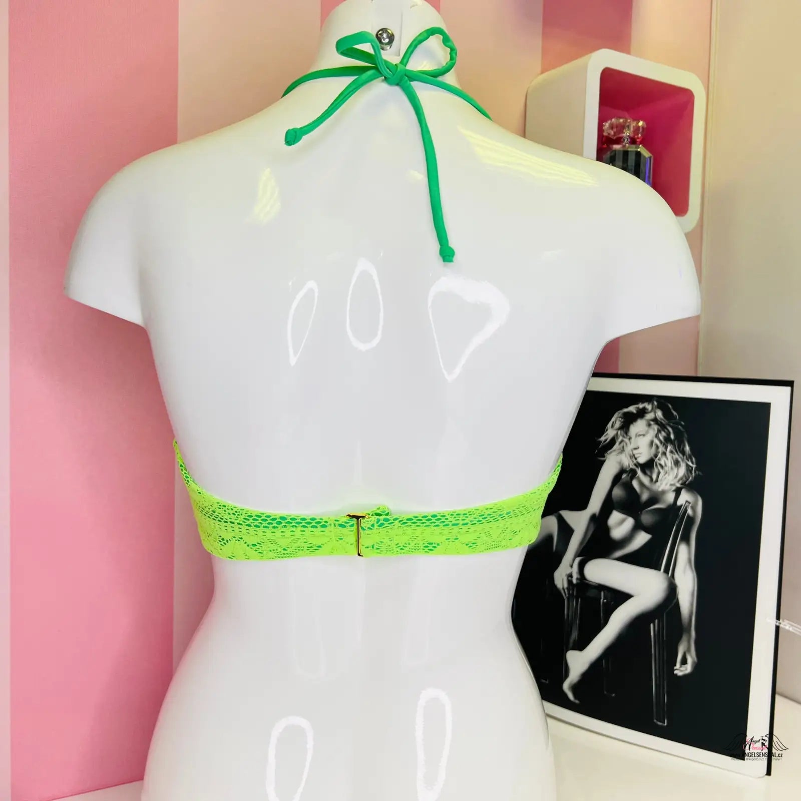 Neonově zelený krajkový horní díl plavek Victoria’s Secret Limetová Krajka