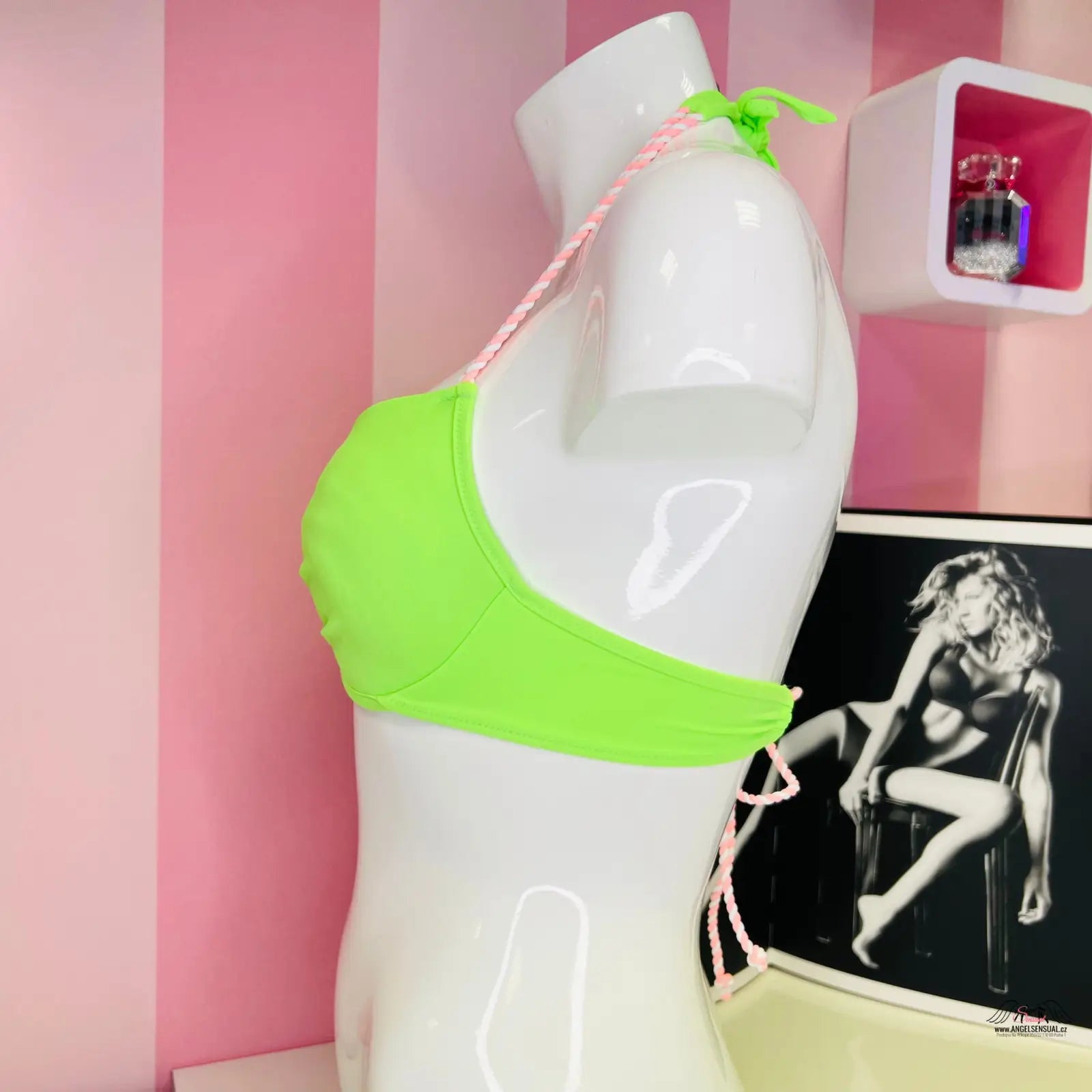 Neonově zelený horní díl plavek s ozdobným provázkem, Victoria’s Secret