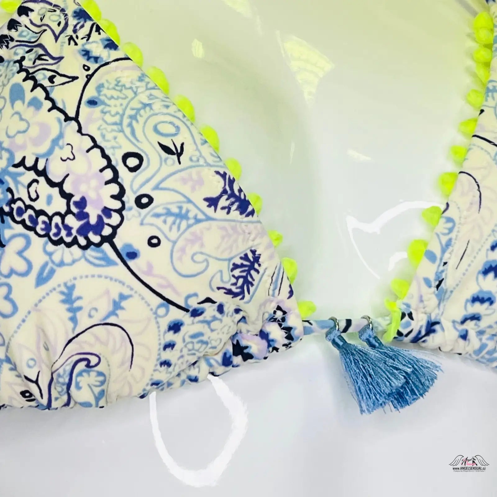 Zářivý horní díl plavek Victoria’s Secret s paisley printem a neonovým lemem