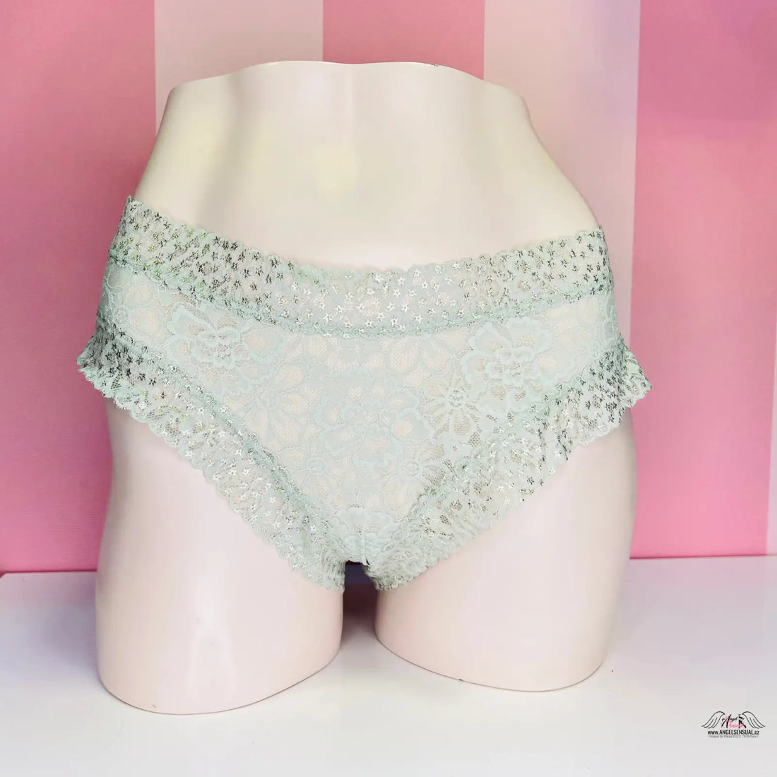Mint zelené krajkové cheeky kalhotky Victoria’s Secret s rhinestone embellishments