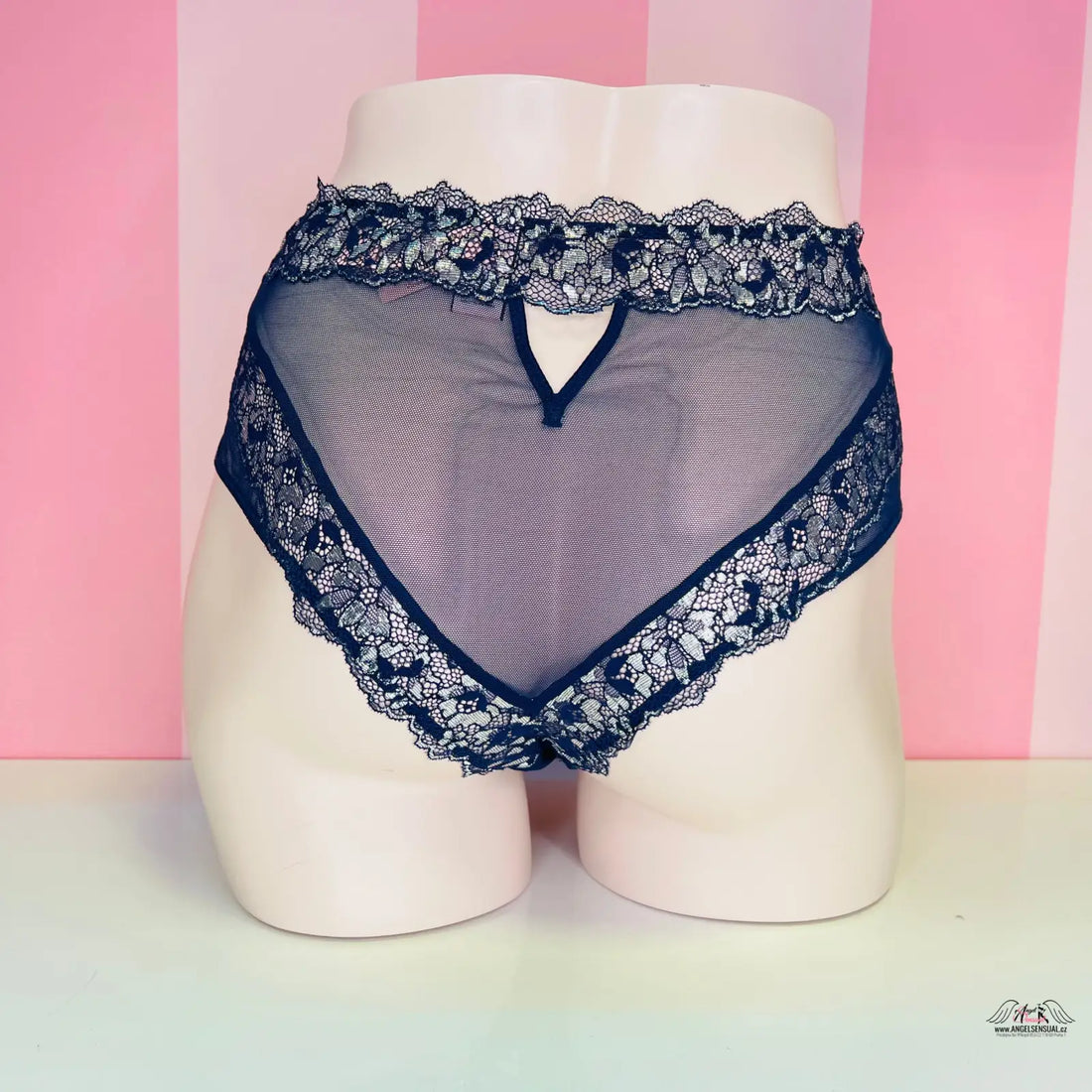 Victoria’s Secret vysokým pasem krajkové cheeky kalhotky s růžovým srdcem