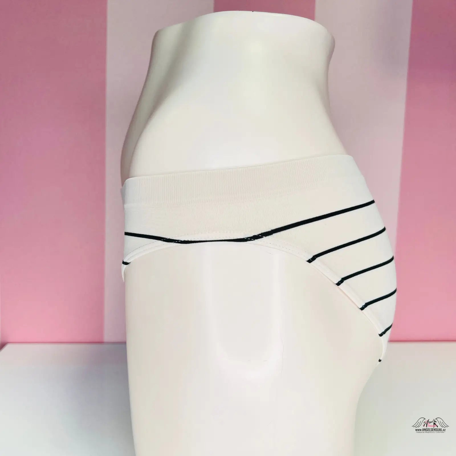 Bílé pruhované kalhotky Victoria’s Secret velice elastické bikini pro pohodlné nošení