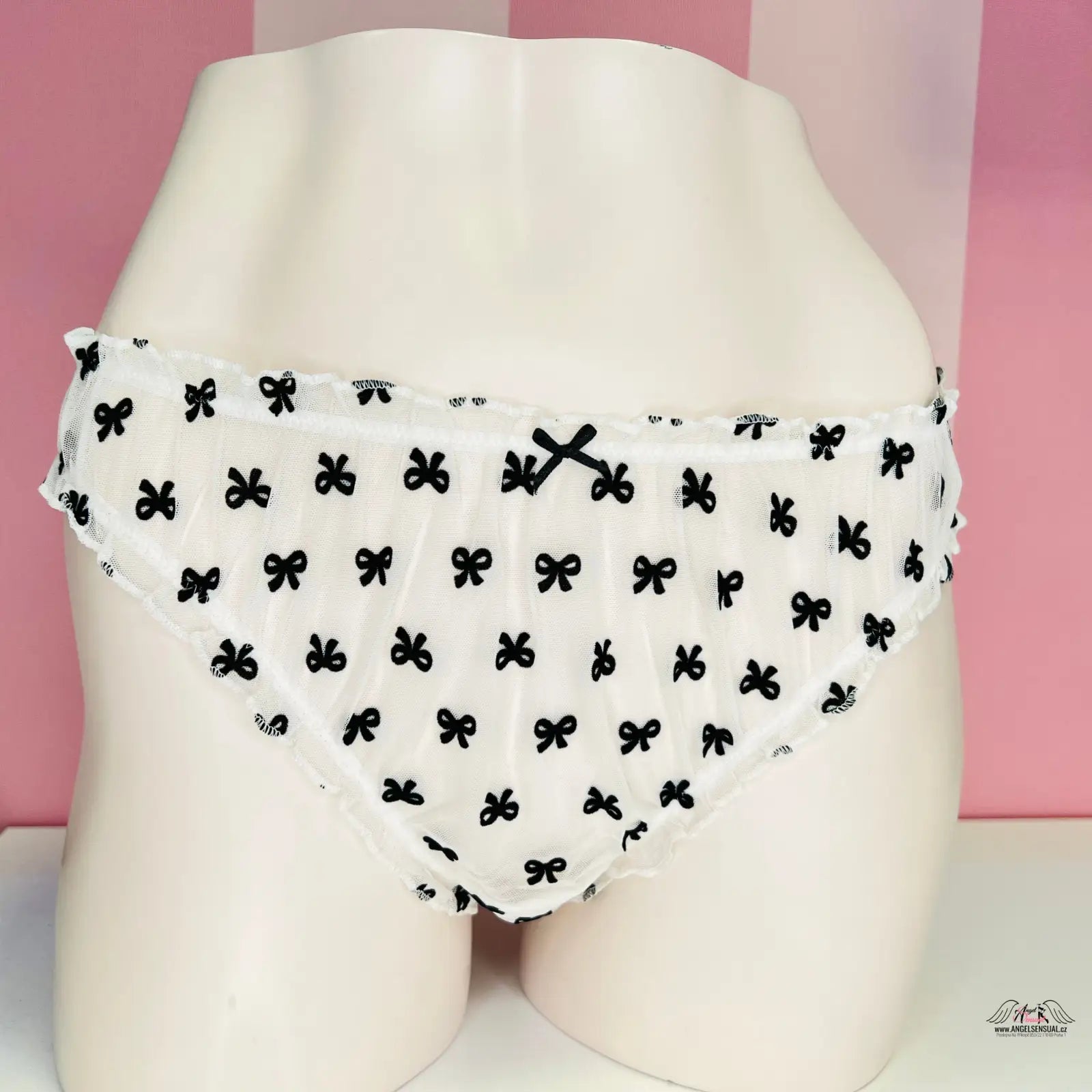 Průsvitné kalhotky Victoria’s Secret s mašličkami a otvory na zadní straně