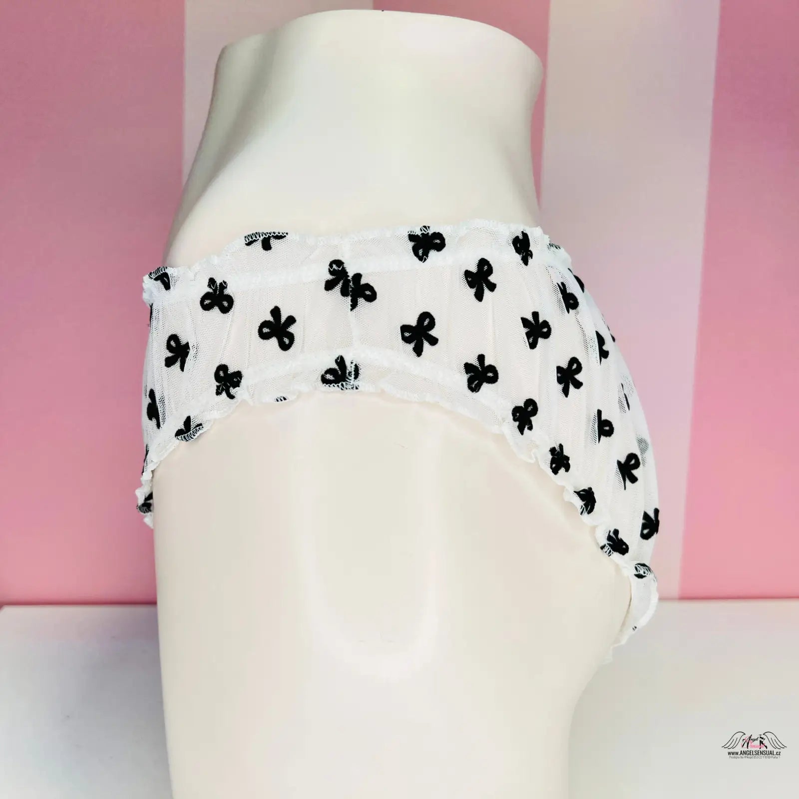 Průsvitné kalhotky Victoria’s Secret s mašličkami a otvory na zadní straně