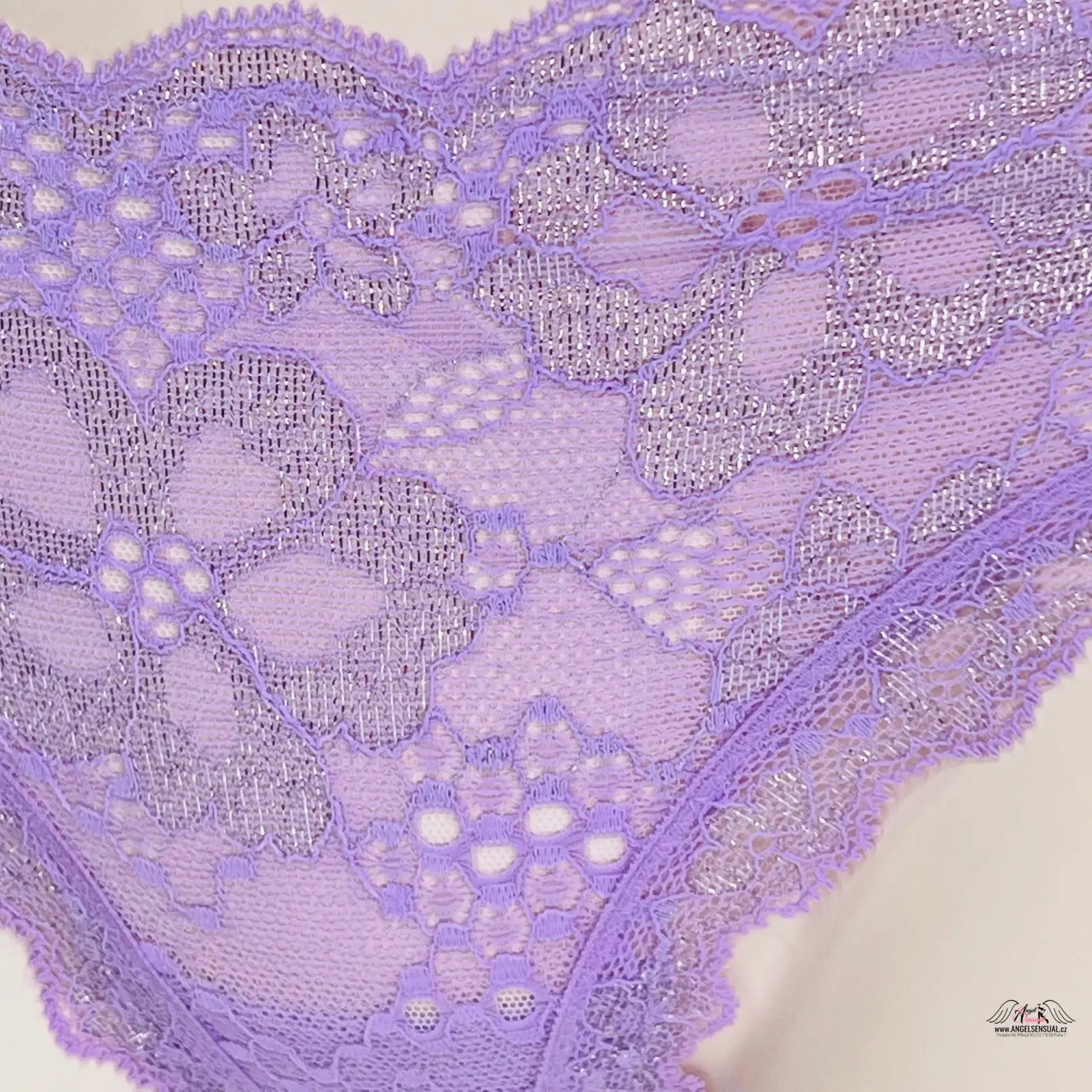 Lavender lace underwear with silver accents from Victoria’s Secret síťované kalhotky
