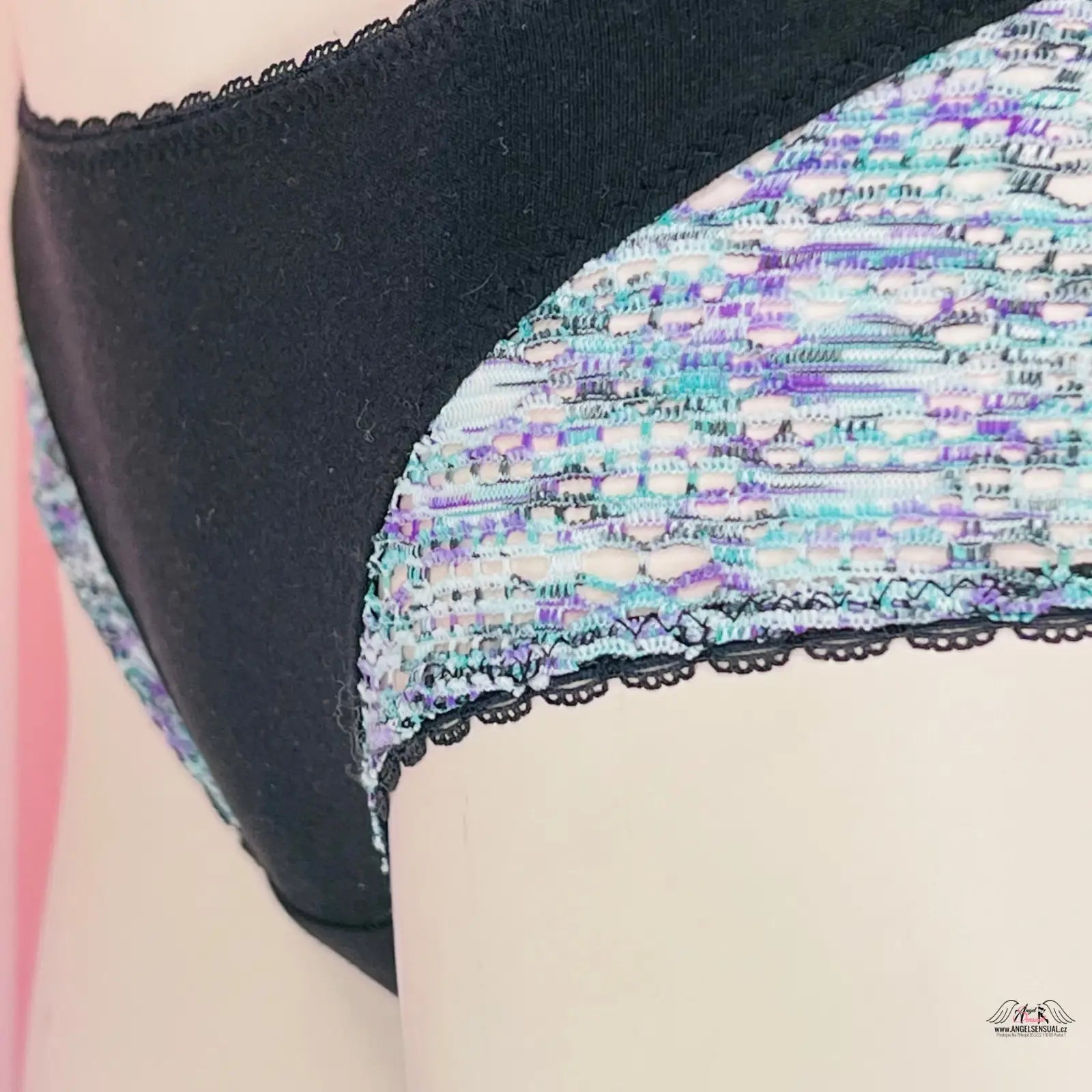 Black and patterned lace bavlněné kalhotky Victoria’s Secret Kalhotky s Krajkou