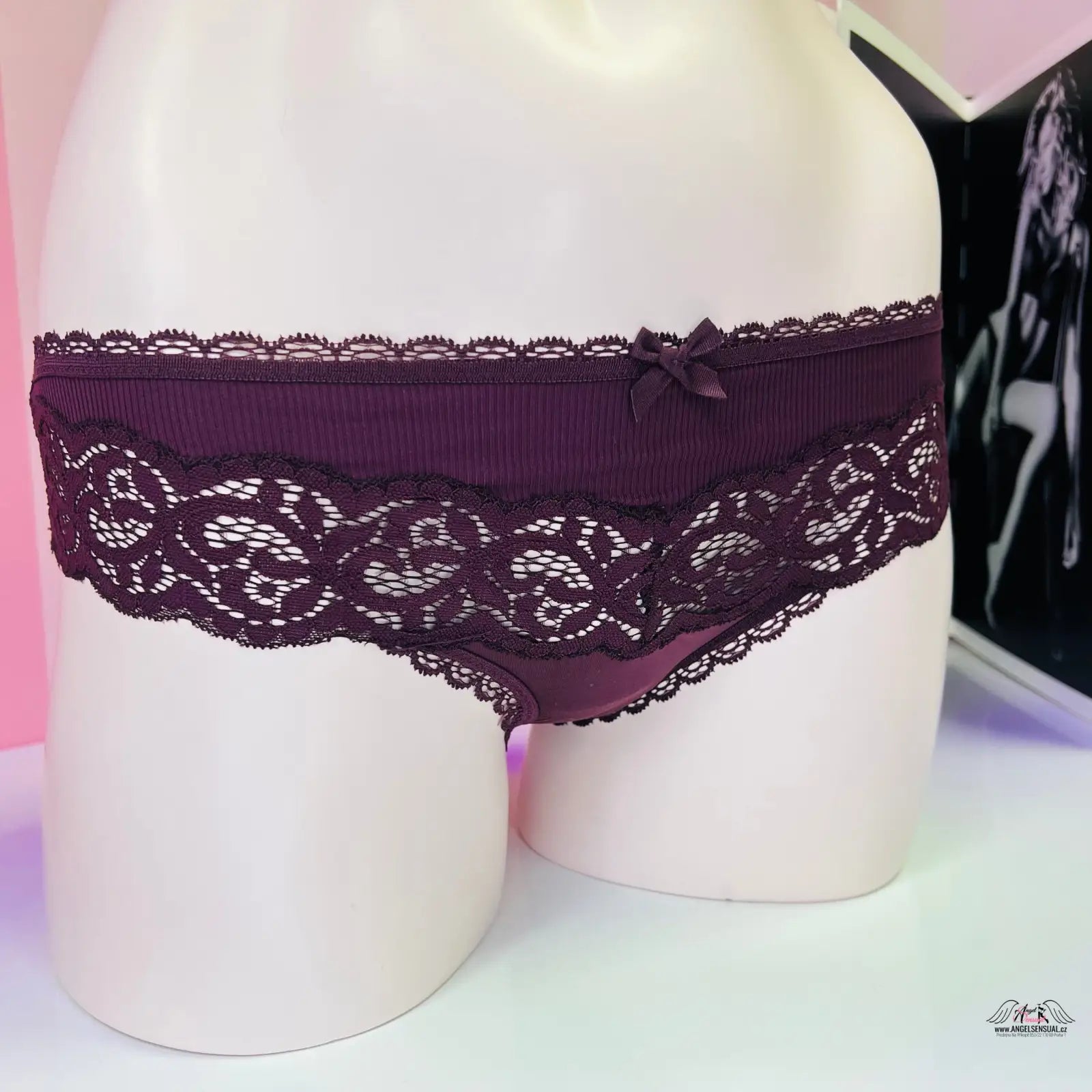 Pansky kalhotky Victoria’s Secret s krajkovými bikiny a fialovým designem