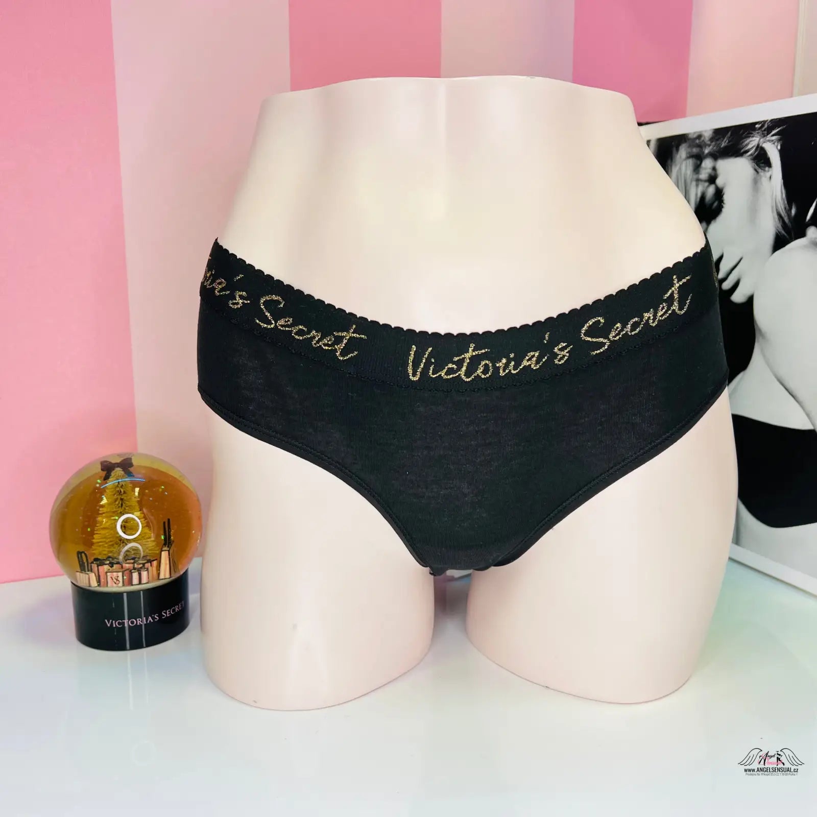 Černé kalhotky s nápisem Victoria’s Secret, bavlněné kalhotky agent provocateur