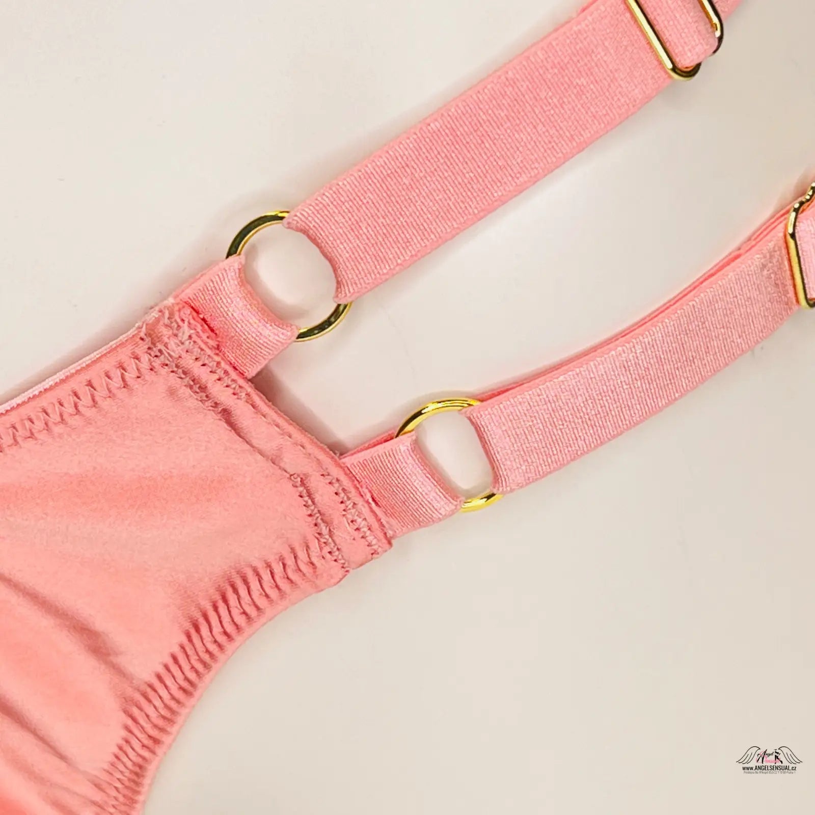 Pinký pás s zlatým hardwarem a sponou u Victoria’s Secret Kalhotky s Vysokým Pasem