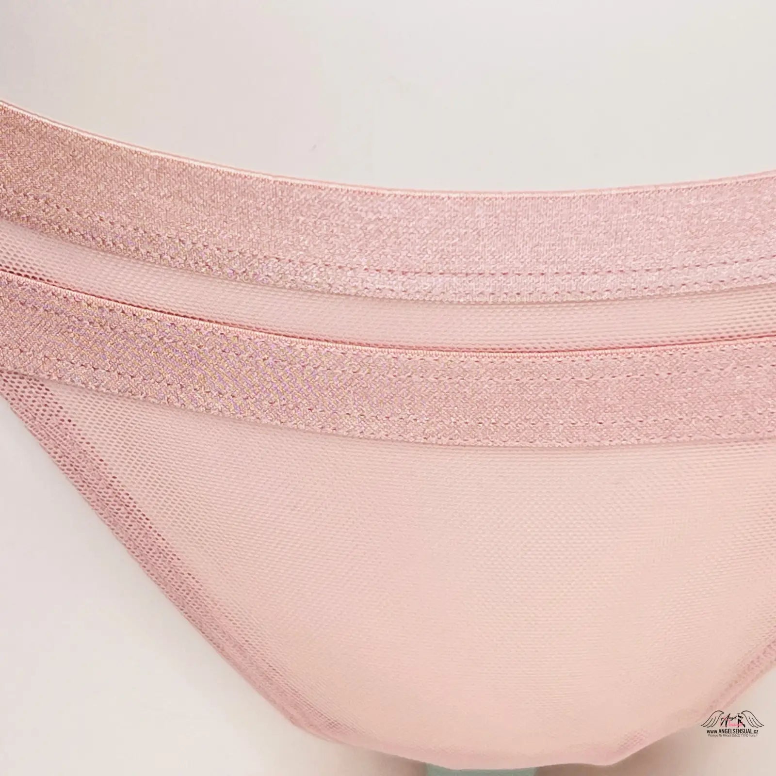 Růžové síťované kalhotky se širokými pásky a vyšším pasem, Victoria’s Secret