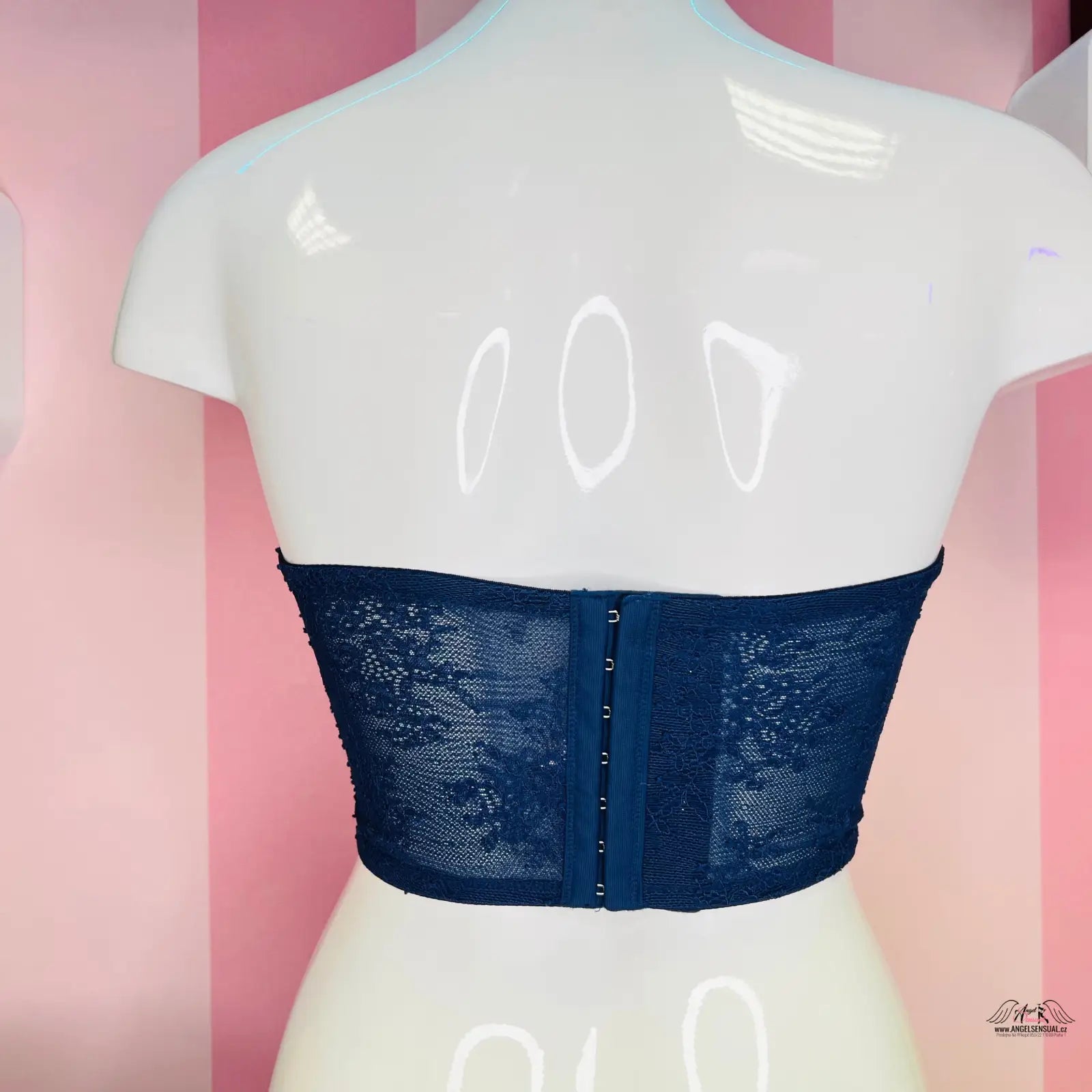 Navy modrý krajkový sametový korzet angel s háčkovými uzávěry, Victoria’s Secret