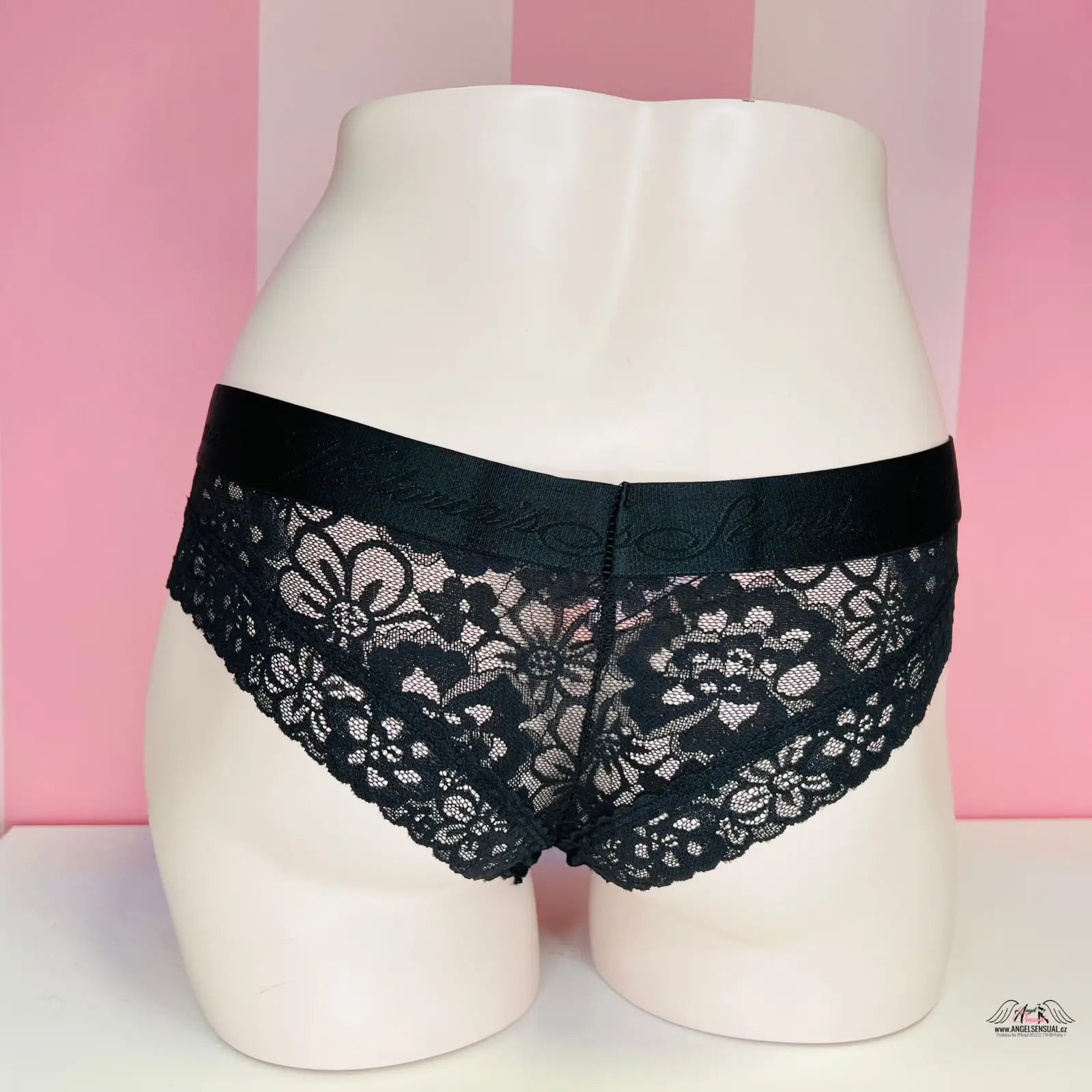 Černé krajkové cheeky kalhotky Victoria’s Secret s pevnou gumou