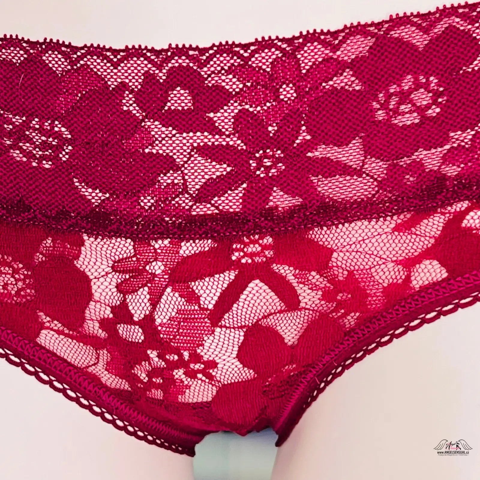Red lace underwear with floral pattern, Victoria’s Secret Krajkové Kalhotky, luxusní krajkové kalhotky