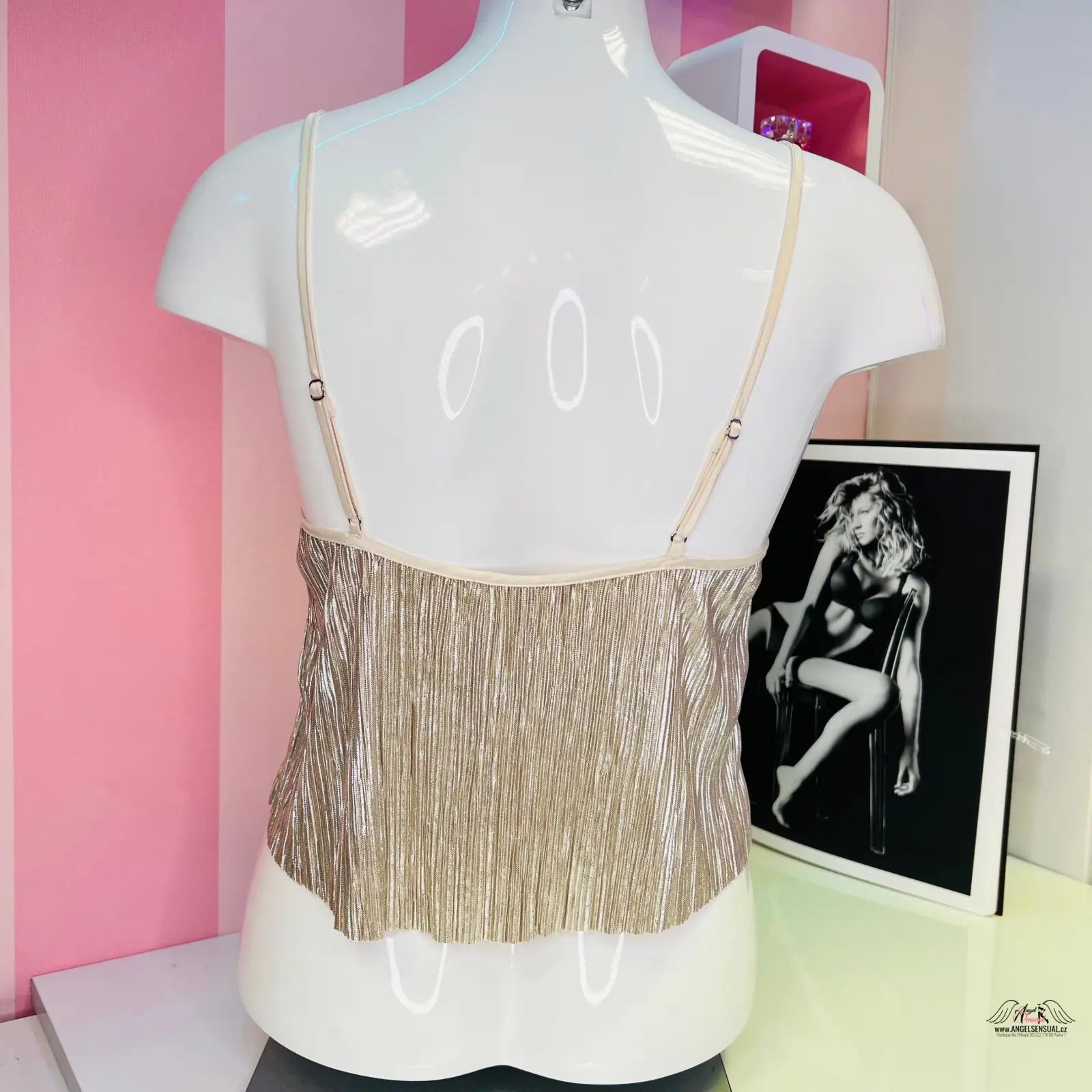 Sleevless nařasený lesklý top Victoria’s Secret Noční Košilka Lesklá s Nastavitelnými Ramínky