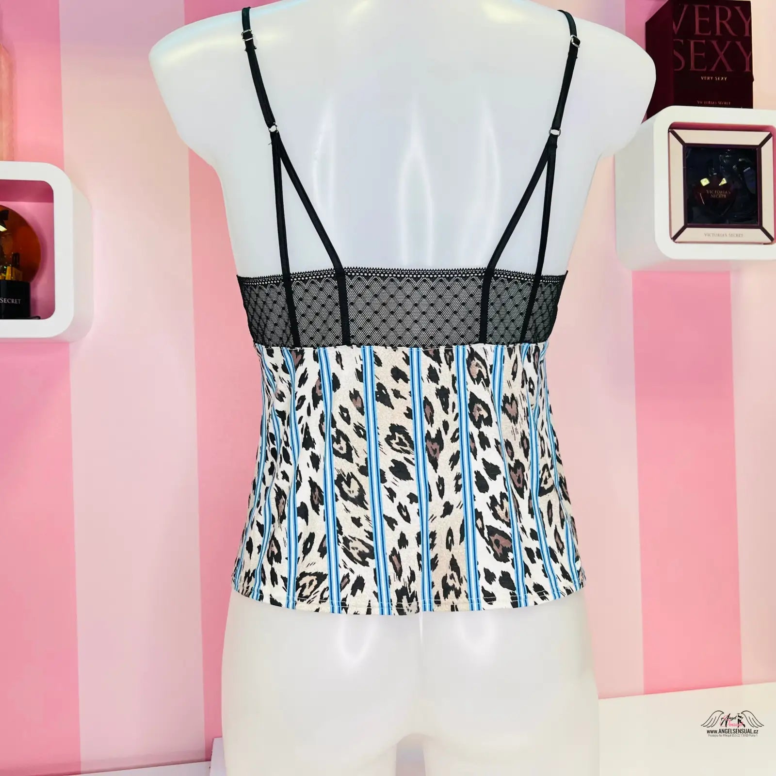 Vzorovaná košilka Victoria’s Secret s jemnou krajkou a úzkými ramínky
