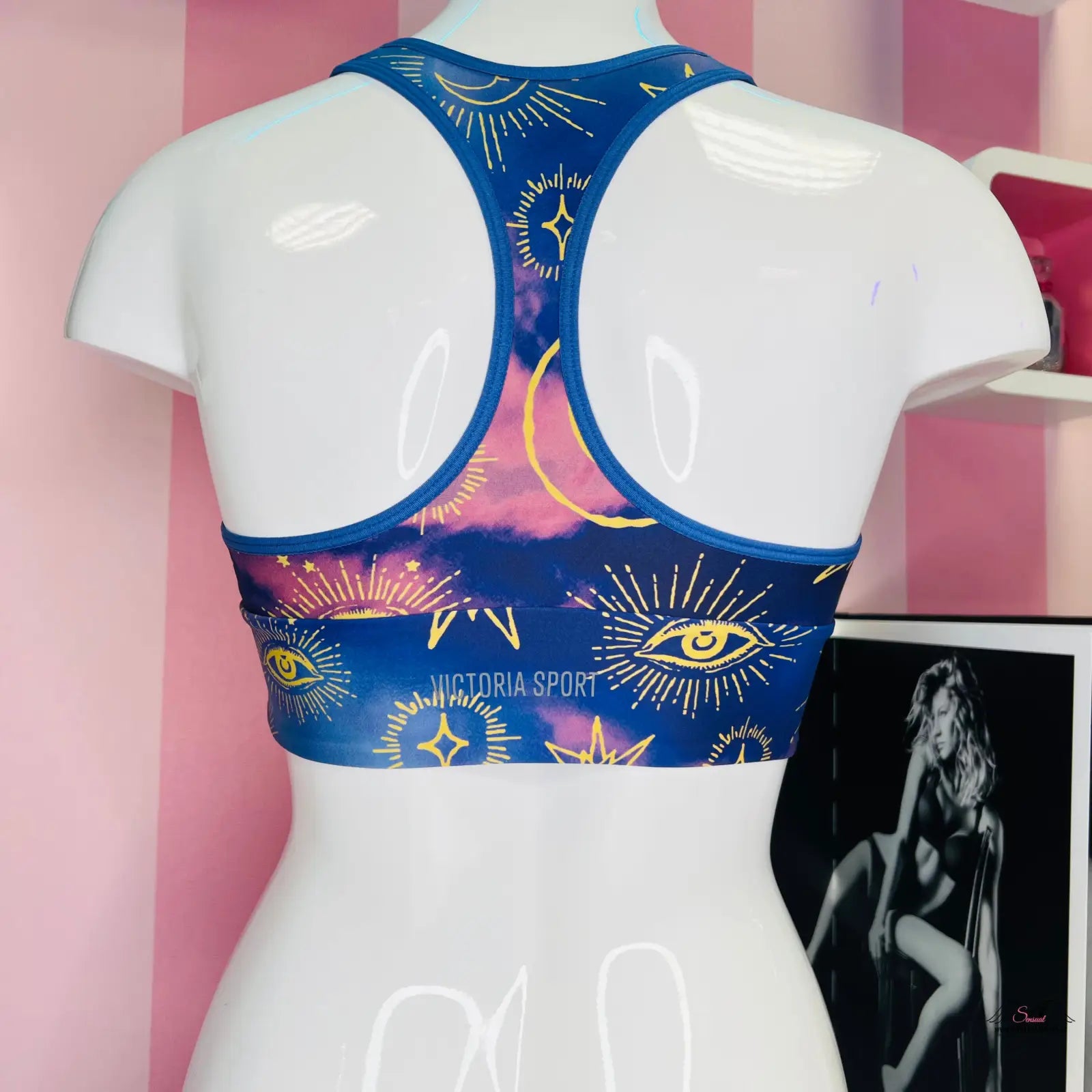 Elegantní sportovní podprsenka Victoria’s Secret s mystickým okem a duhovými vzory