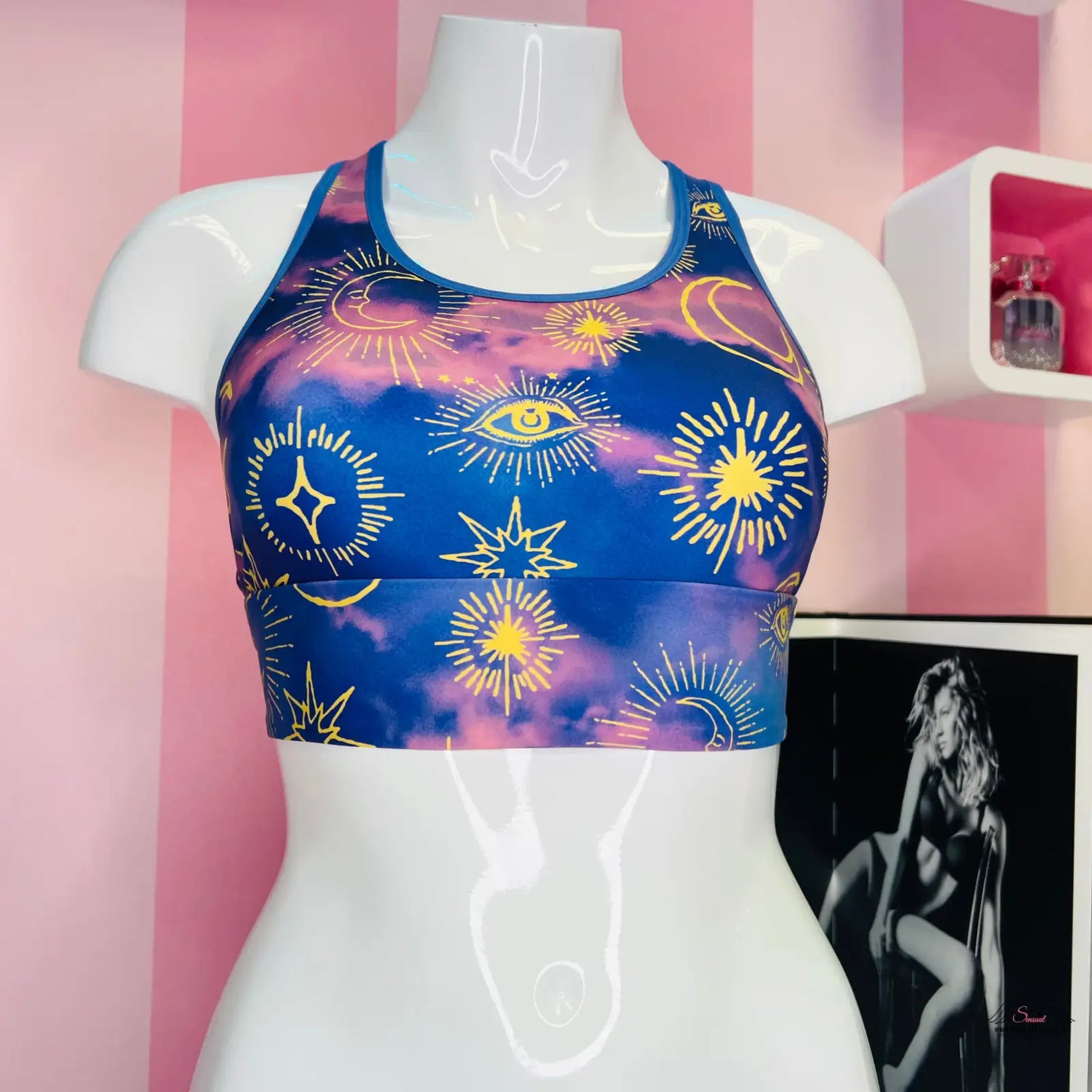 Elegantní sportovní podprsenka Victoria’s Secret s hvězdami, sluncem a měsícem