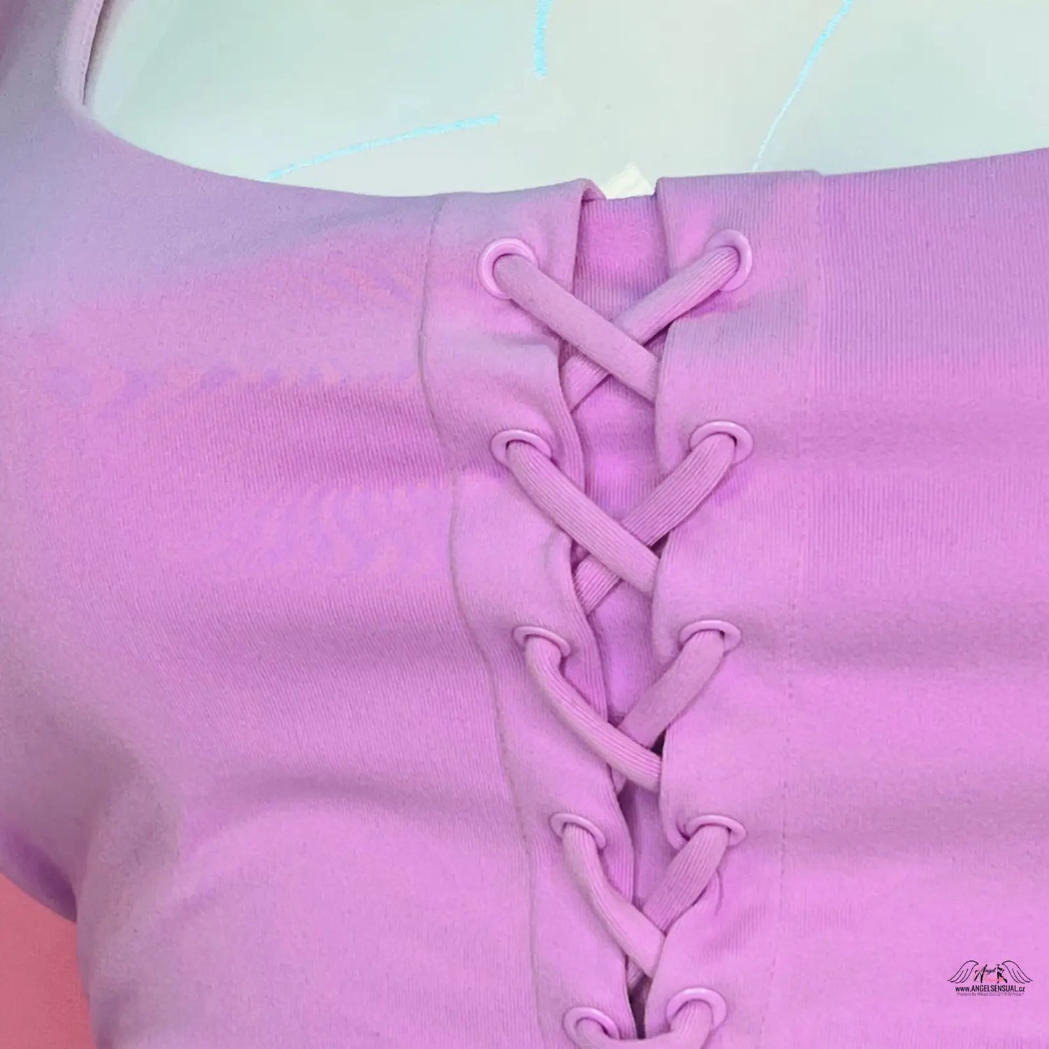 Pink lace-up top sportovní podprsenka Victoria’s Secret s vykrojenými zády