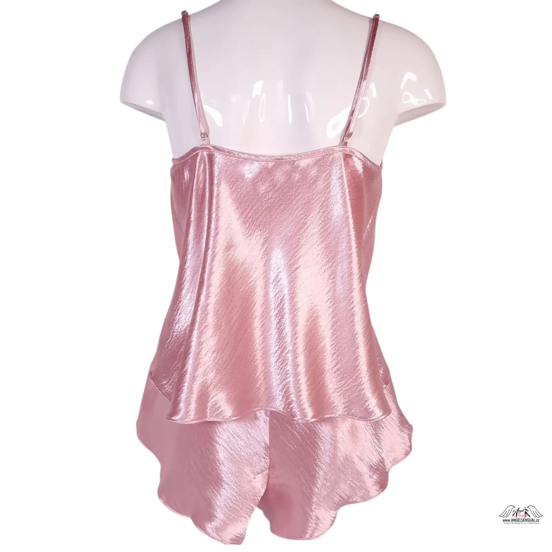 Shiny růžová saténová košilka set Victoria’s Secret Pyžamový Set Lurex