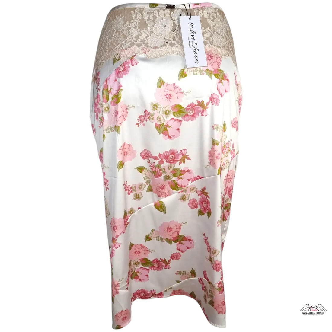 Okouzlující květovaná sukně Victoria’s Secret Saténová Sukně For Love & Lemons s krajkovými detaily