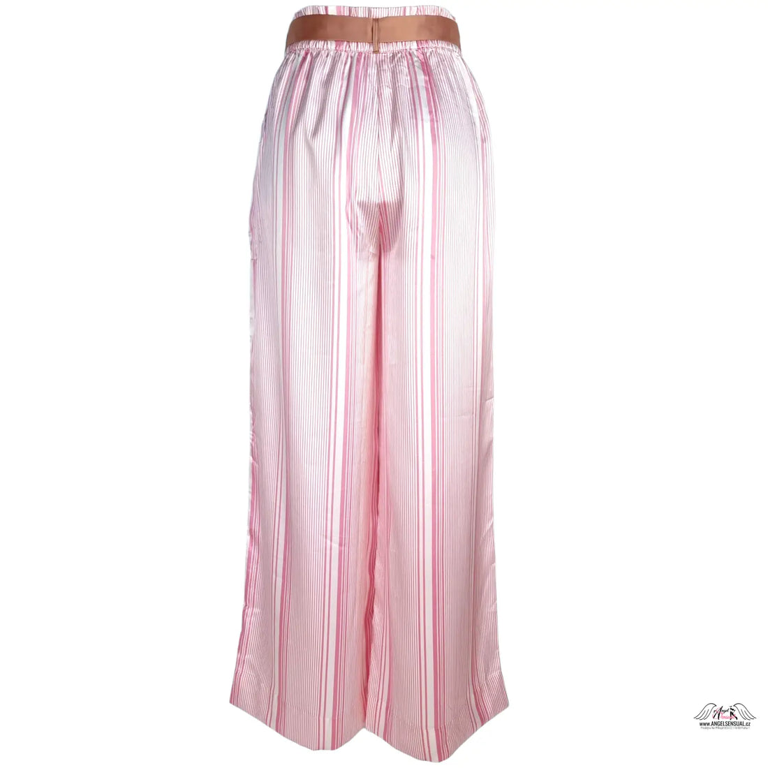Luxusní pruhované saténové široké kalhoty Victoria’s Secret s elastickým pasem