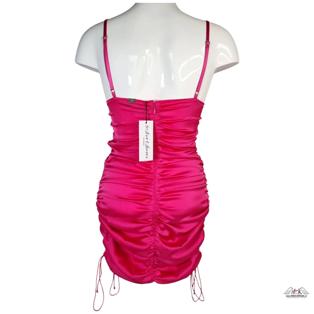 Victoria’s Secret Love and Lemons saténové šaty s růžovým ruched mini střihem