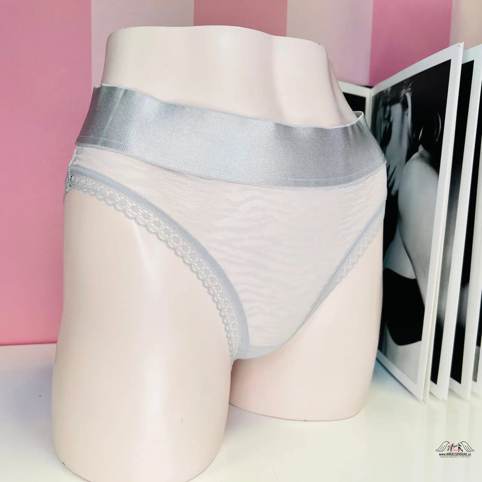 Síťované kalhotky Victoria’s Secret s krajkovým lemem a vysokým pasem