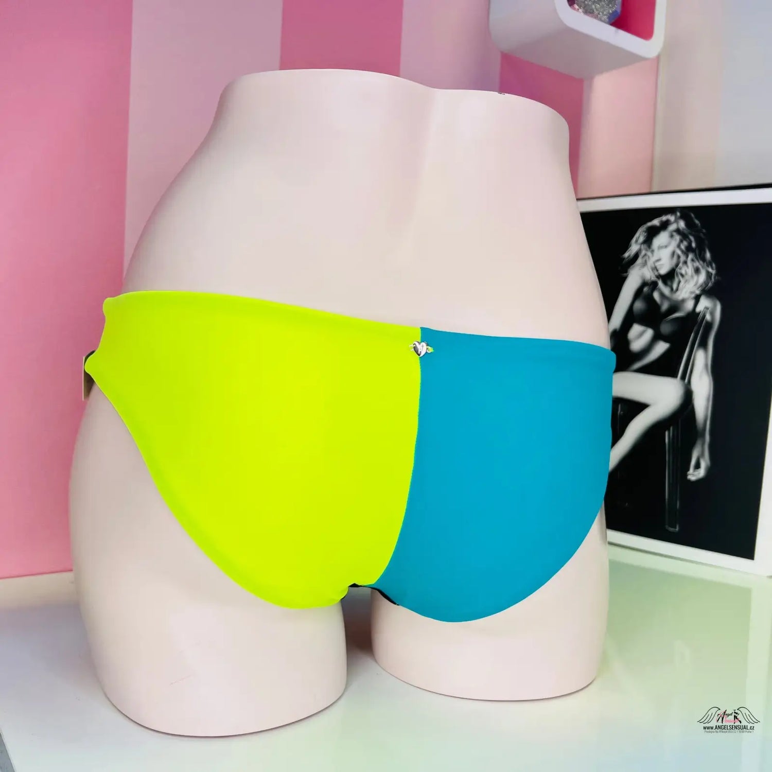 Stylový spodní díl plavek Victoria’s Secret Bla/Tyrq/Yel s dvoubarevným designem