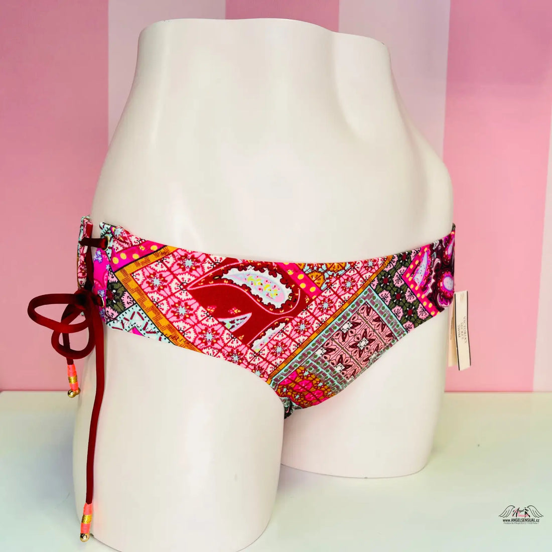Veselý spodní díl plavek Victoria’s Secret s barevným geometrickým a květinovým vzorem