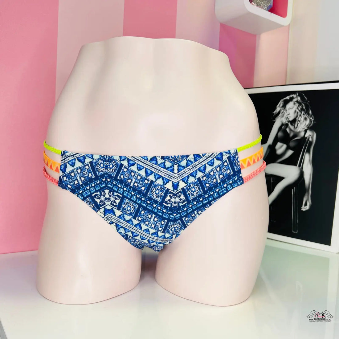 Blue vzorované spodní díl plavek Victoria’s Secret s elastickými šňůrkami