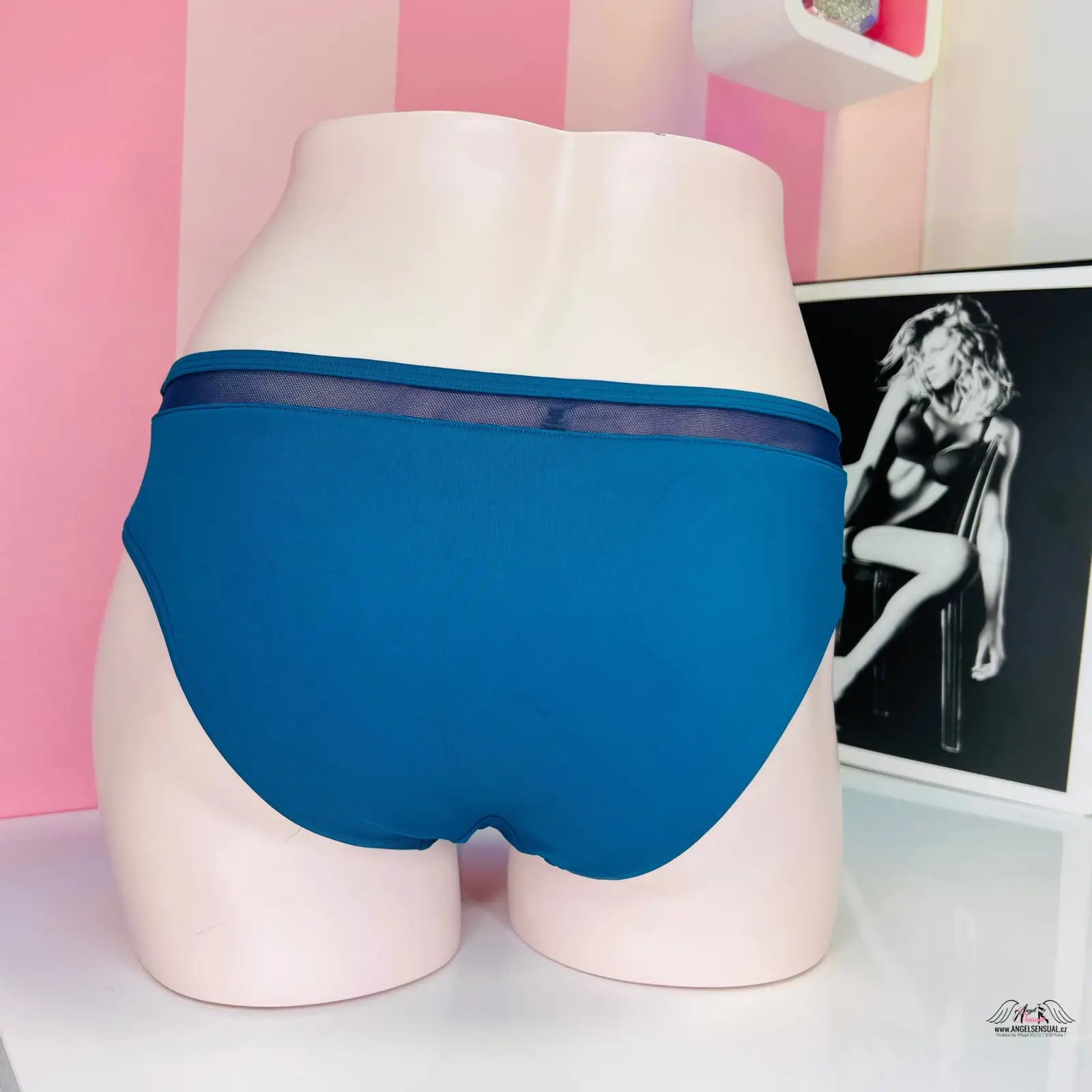 Teal spodní díl plavek Victoria’s Secret s módní síťovinou a stylovým spodním dílem
