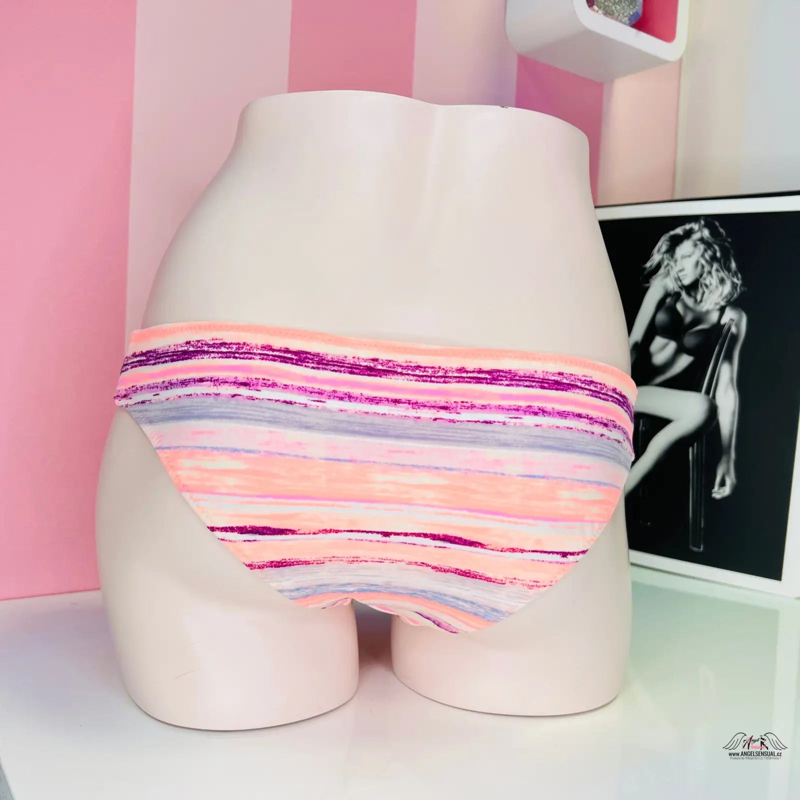 Manekýn spodní díl plavek s pestrobarevnými pruhy, Victoria’s Secret Šňůrky Boky