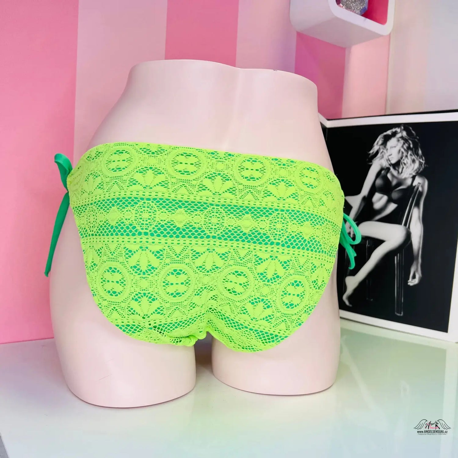 Neonově zelený elegantní spodní díl plavek s šňůrkovým zavazováním, Victoria’s Secret