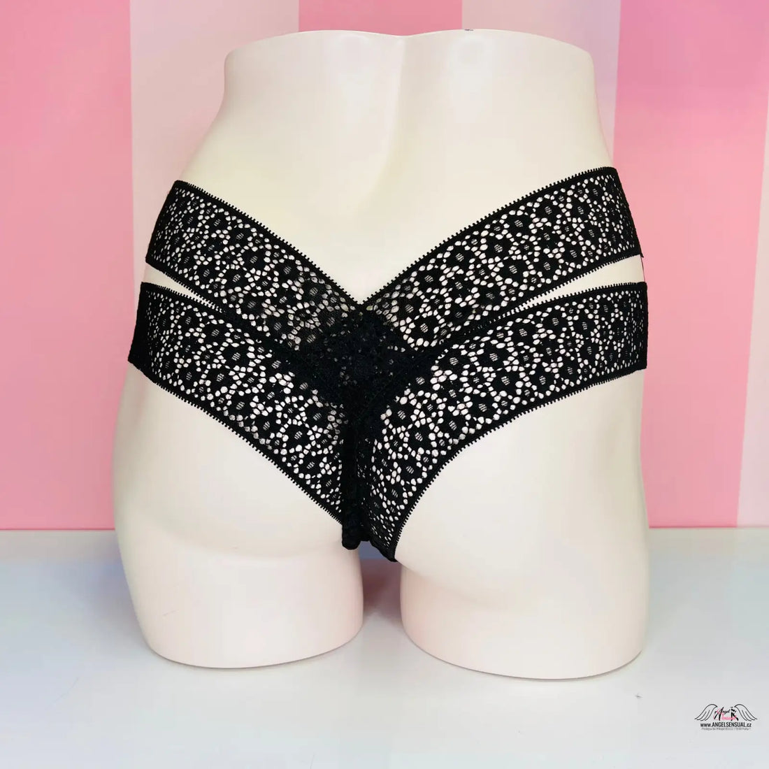 Černá a bílá krajková podprsenka Victoria’s Secret Tanga Krajkové, svůdná černá spodního prádla