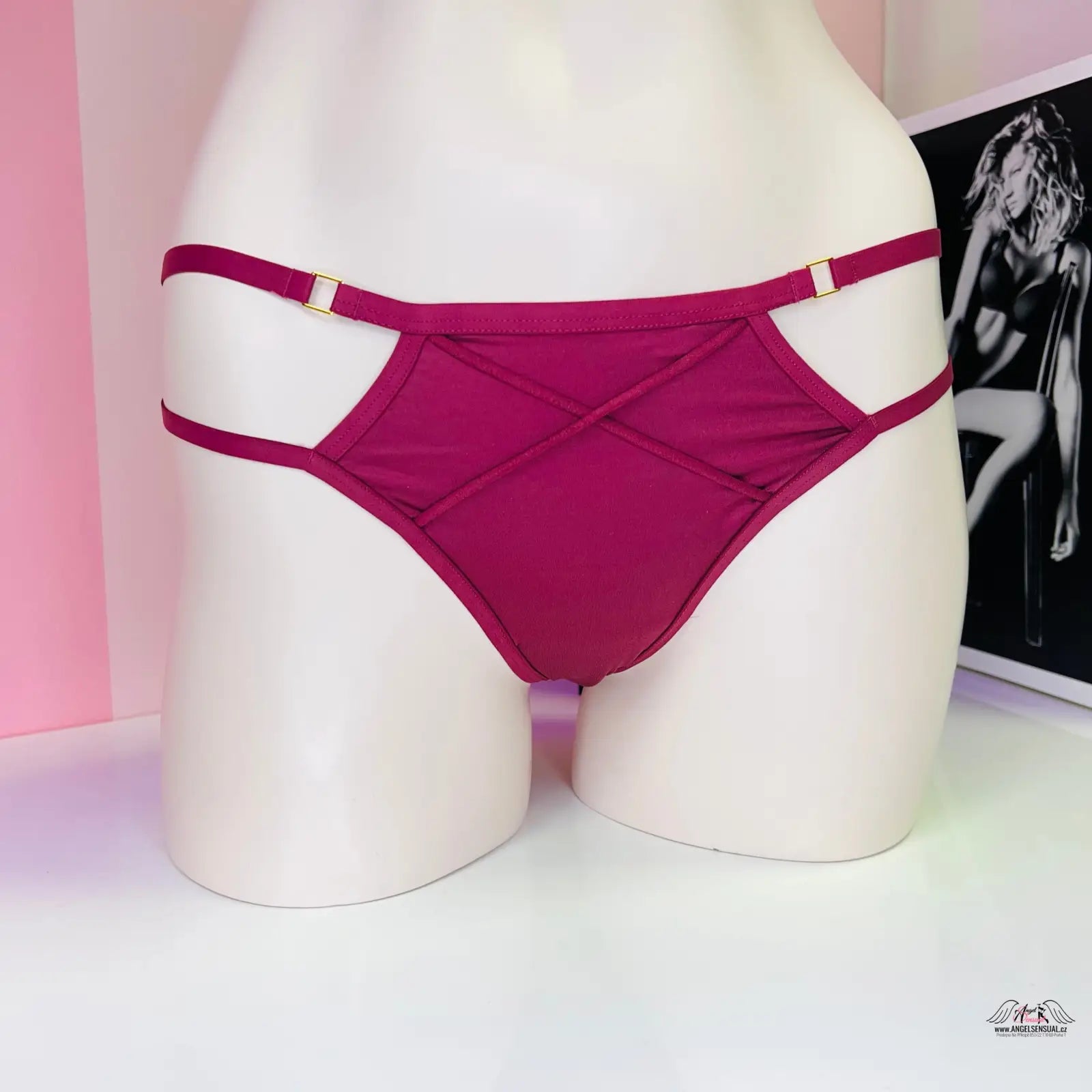 Burgundy strappy lingerie pohled oslní, inspirováno Agent Provocateur, apparel & accessories