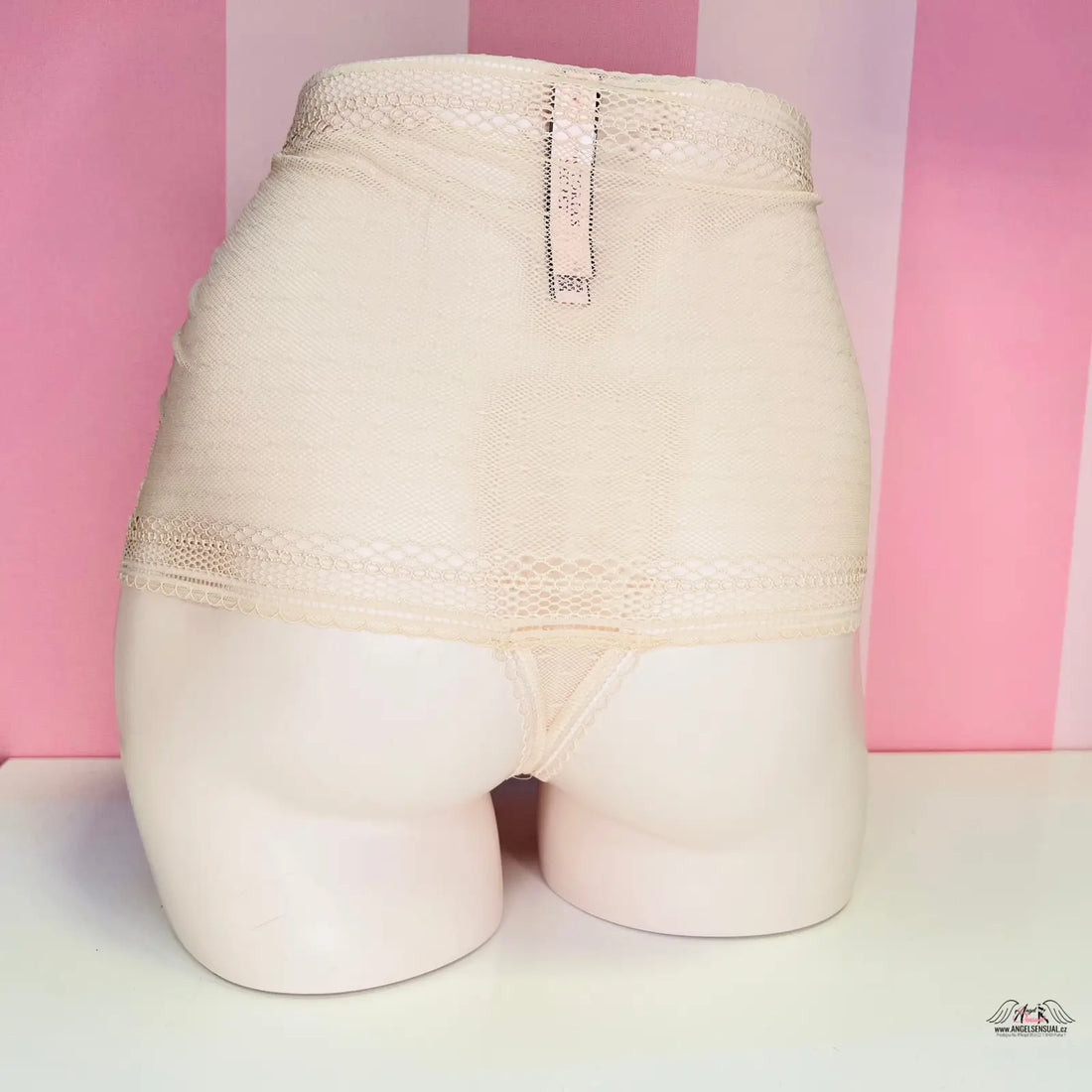 Beige vysokým pasem síťované tanga s krajkovým lemem, Victoria’s Secret apparel & accessories