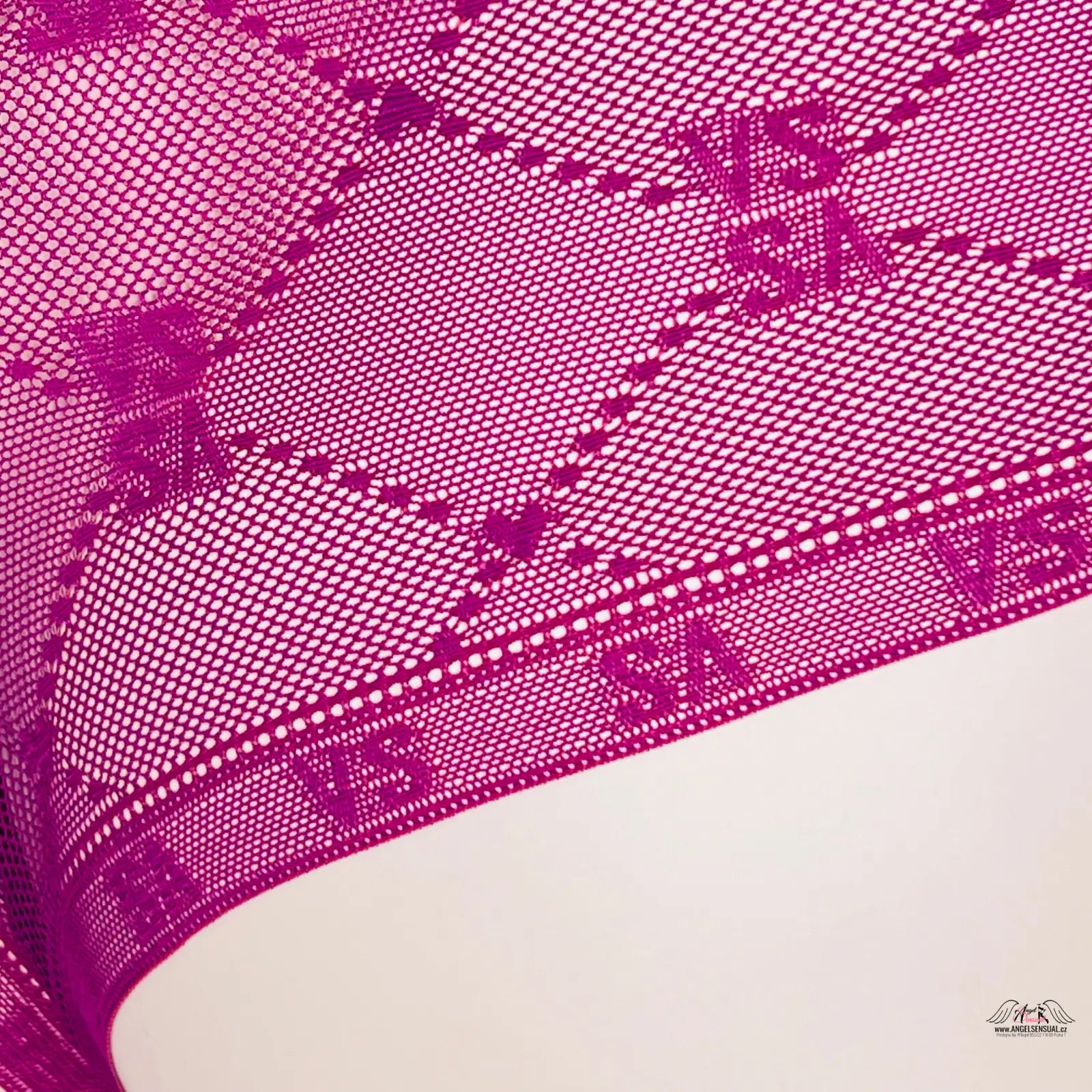 Pink fishnet lingerie Victoria’s Secret Tanga Síťované s všitým logem a krajkovým designem