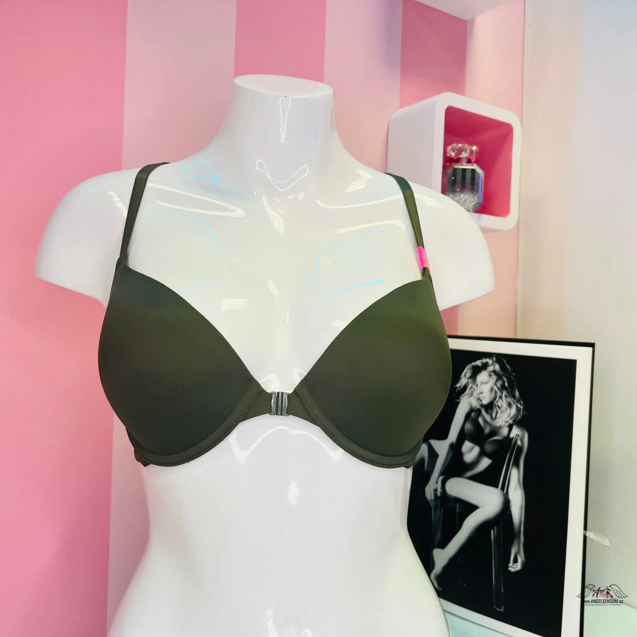 Push-up podprsenka - 34C / Olivová / Nové se štítky - Podprsenky PINK