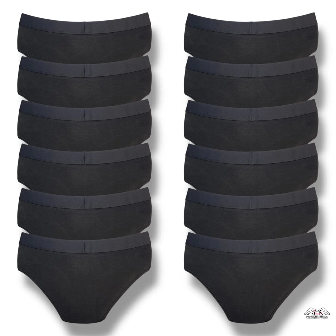 12-balíček černých bavlněných kalhotek, spodní prádlo