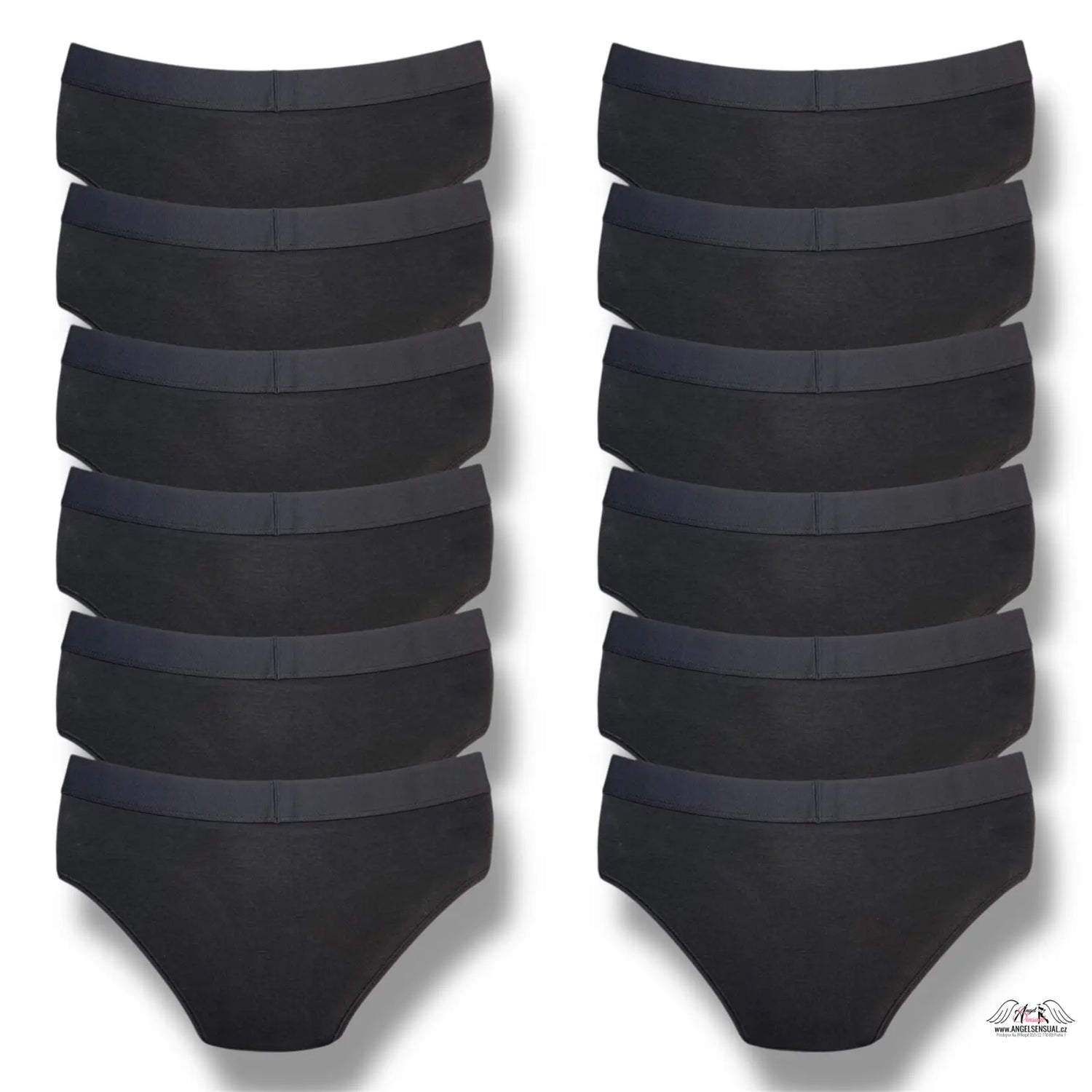 12-balíček černých bavlněných kalhotek, spodní prádlo
