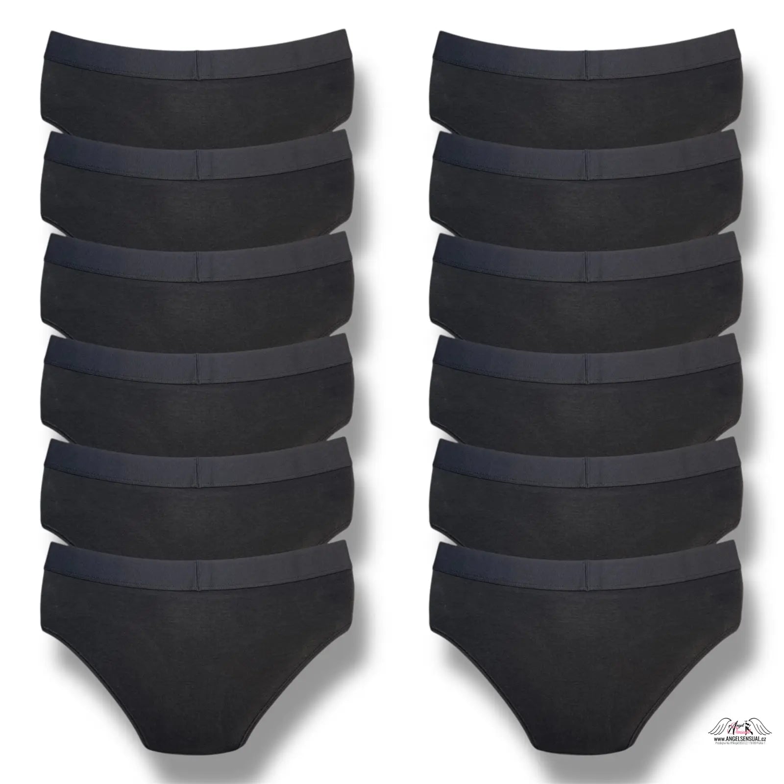 12-balíček černých bavlněných kalhotek, spodní prádlo