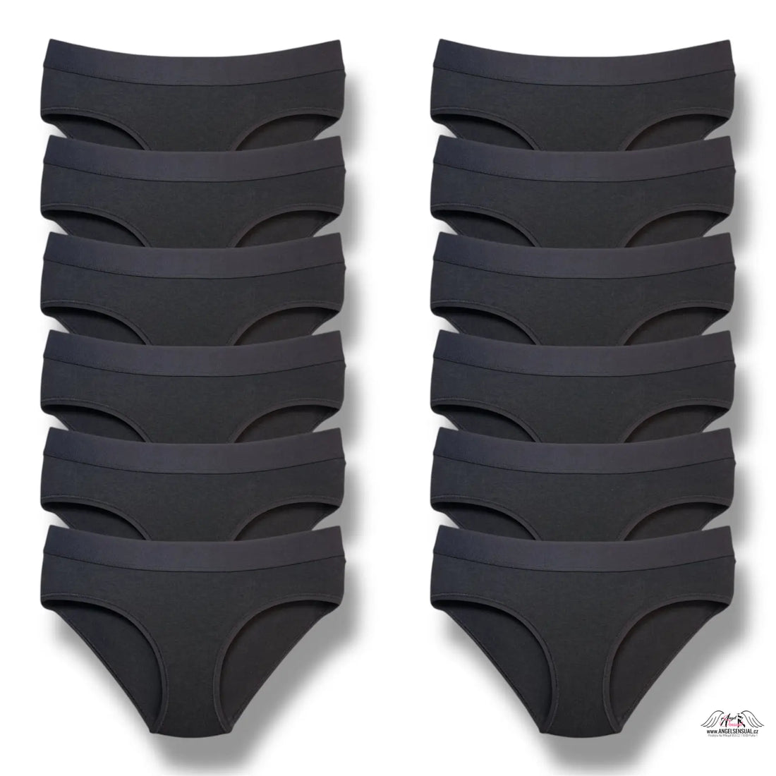 12-balíček černých bavlněných kalhotek z lingerie