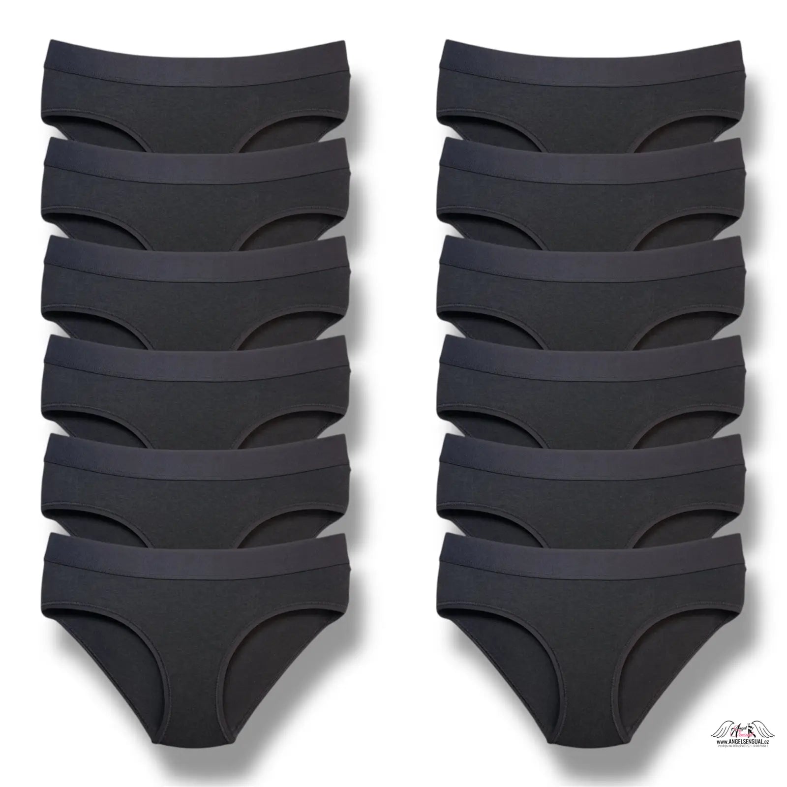 12-balíček černých bavlněných kalhotek z lingerie