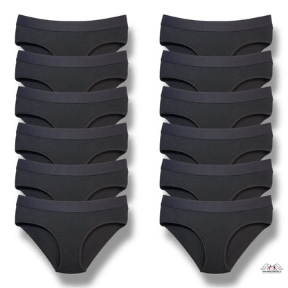12-balíček černých bavlněných kalhotek z lingerie