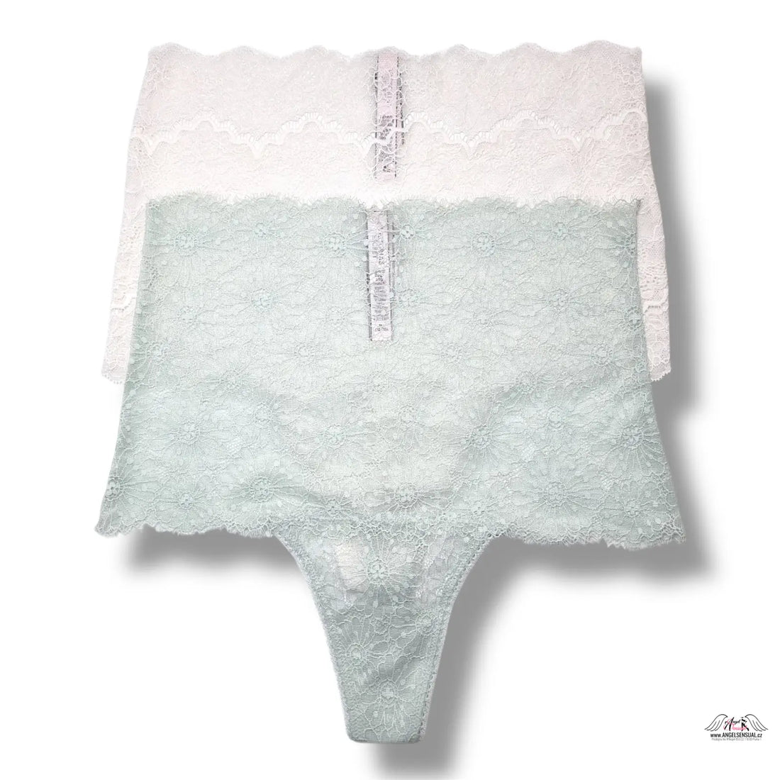 Bílá krajková tanga s vysokým pasem, prošívaná látka, 2-balíček, lingerie
