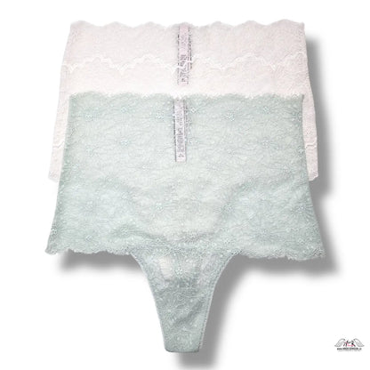 Bílá krajková tanga s vysokým pasem, prošívaná látka, 2-balíček, lingerie