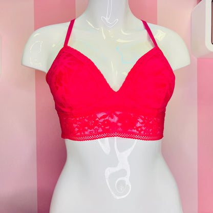 Sexy červená krajková braletka s lace trim - Braletka Svůdná červená Secret Lace