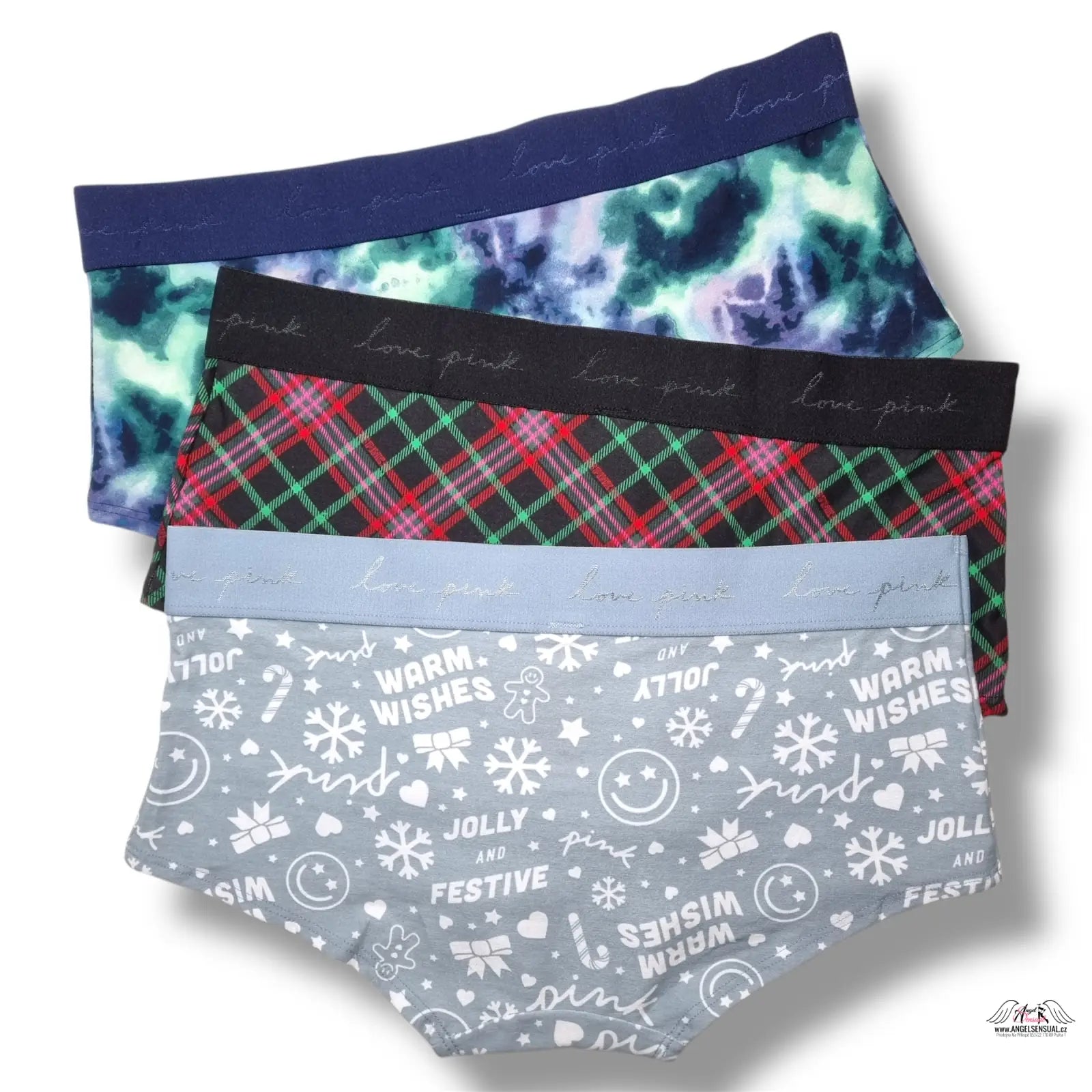 3balení bavlněných boyshort kalhotek s vesměsovými motivy