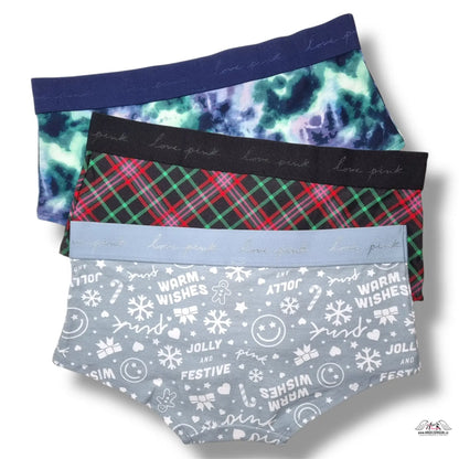 3balení bavlněných boyshort kalhotek s vesměsovými motivy